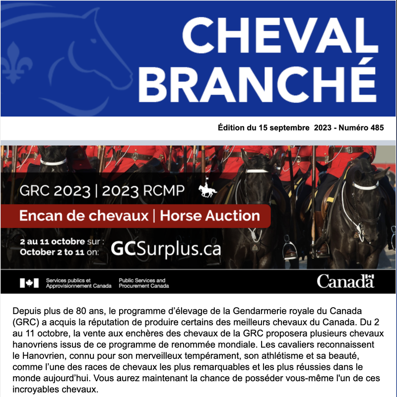 Cheval Branché no. 485 - 15 septembre 2023
