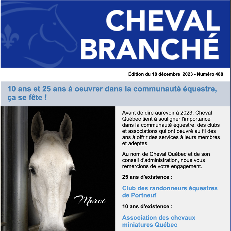 Cheval Branché #488 18 décembre 2023
